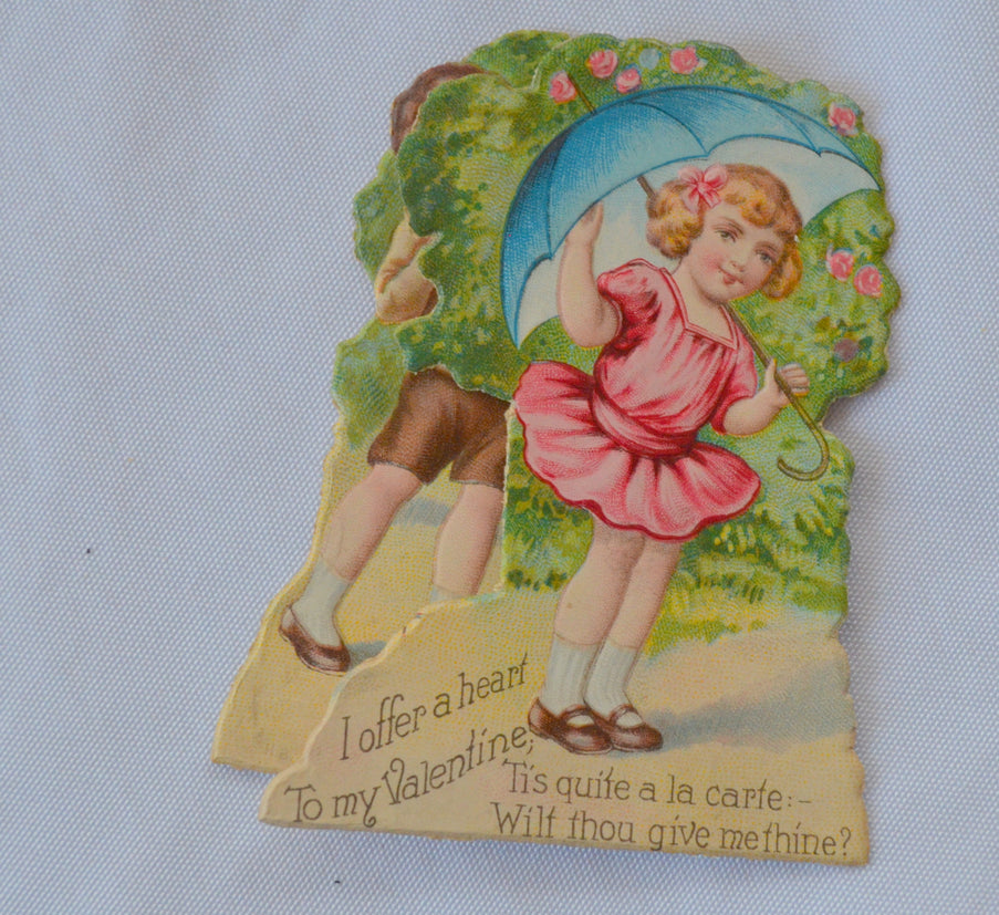 Vintage Valentines Day Card Little Boy Tickling Little Girl 